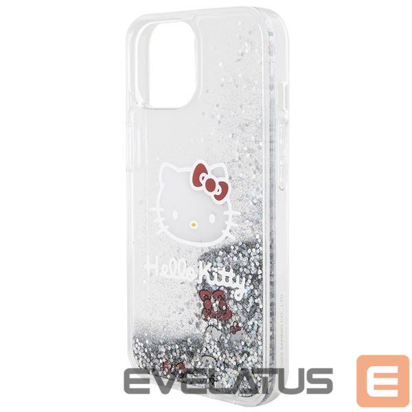 Back panel cover Hello Kitty Hello Kitty Liquid Glitter Charms Kitty Head case for iPhone 14 - silver