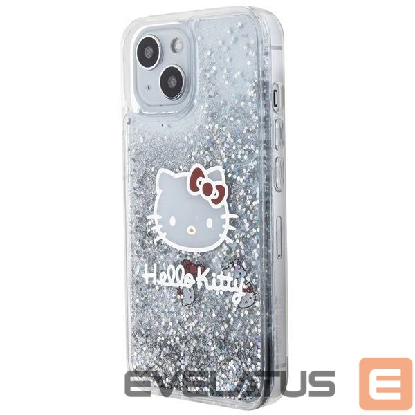 Back panel cover Hello Kitty Hello Kitty Liquid Glitter Charms Kitty Head case for iPhone 14 - silver