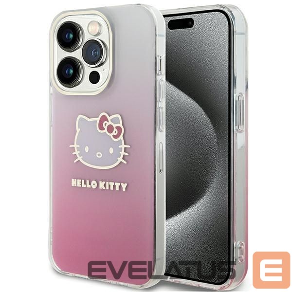 Back panel cover Hello Kitty Hello Kitty IML Gradient Electrop Kitty Head case for iPhone 15 Pro - pink