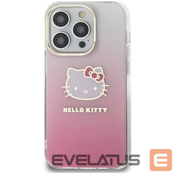 Back panel cover Hello Kitty Hello Kitty IML Gradient Electrop Kitty Head case for iPhone 15 Pro - pink