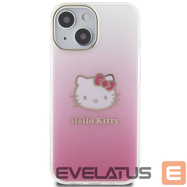 Back panel cover Hello Kitty Hello Kitty IML Gradient Electrop Kitty Head case for iPhone 15 - pink