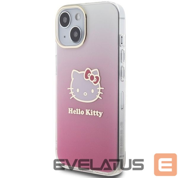 Back panel cover Hello Kitty Hello Kitty IML Gradient Electrop Kitty Head case for iPhone 15 - pink