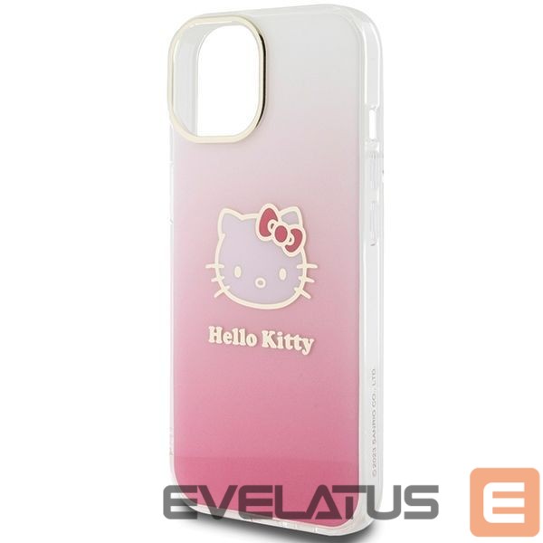 Back panel cover Hello Kitty Hello Kitty IML Gradient Electrop Kitty Head case for iPhone 15 - pink
