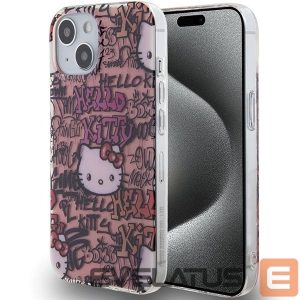 Back panel cover Hello Kitty  Hello Kitty IML Tags Graffiti case for iPhone 15 - pink 