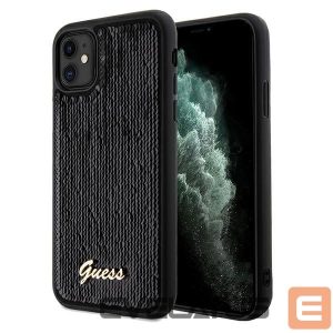 Back panel cover Guess  Guess Sequin Script Metal case for iPhone 11 / Xr - black 