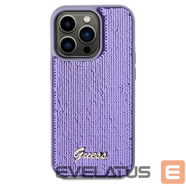 Back panel cover Guess Guess Sequin Script Metal case for iPhone 13 Pro / 13 - purple