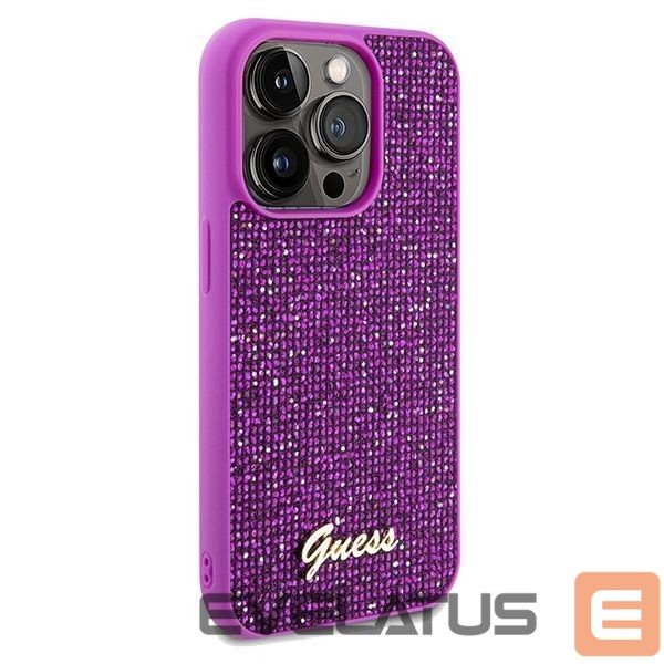 Back panel cover Guess Guess Disco Metal Script case for iPhone 14 Pro - fuchsia