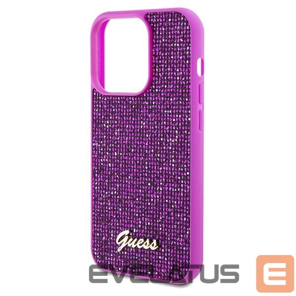 Back panel cover Guess Guess Disco Metal Script case for iPhone 14 Pro - fuchsia