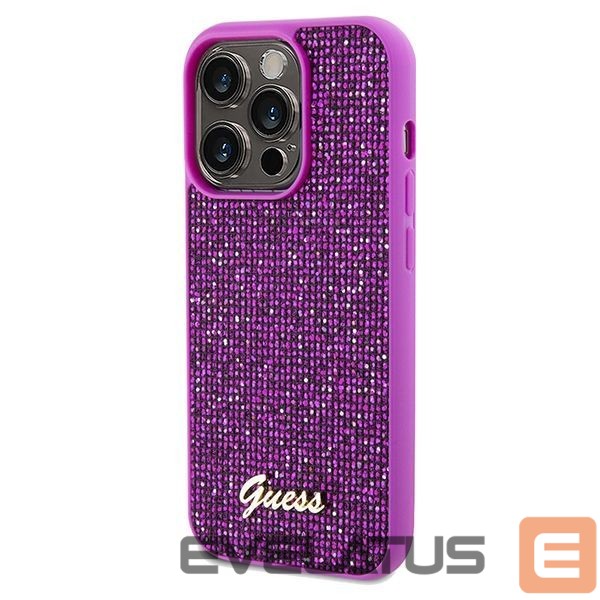 Back panel cover Guess Guess Disco Metal Script case for iPhone 14 Pro - fuchsia