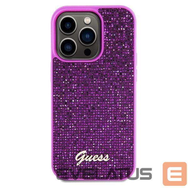 Back panel cover Guess Guess Disco Metal Script case for iPhone 14 Pro - fuchsia