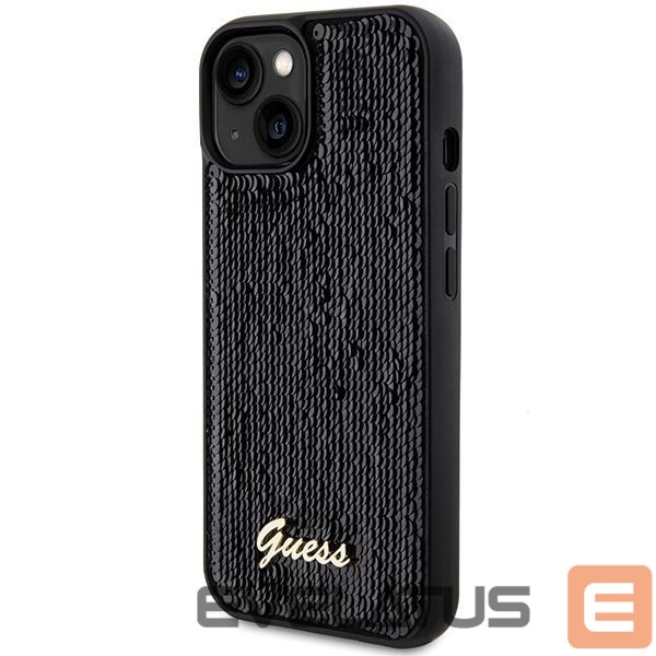 Back panel cover Guess Guess Sequin Script Metal case for iPhone 14 / 15 / 13 - black