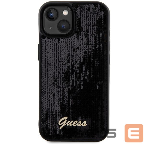 Back panel cover Guess Guess Sequin Script Metal case for iPhone 14 / 15 / 13 - black