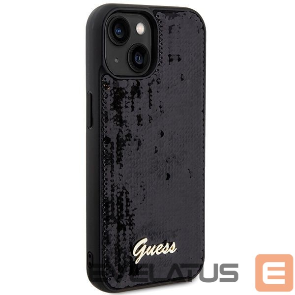 Back panel cover Guess Guess Sequin Script Metal case for iPhone 14 / 15 / 13 - black
