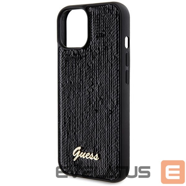 Back panel cover Guess Guess Sequin Script Metal case for iPhone 14 / 15 / 13 - black