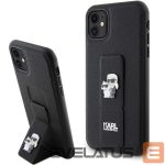 Back panel cover Karl Lagerfeld  Karl Lagerfeld Gripstand Saffiano Karl&Choupette Pins case for iPhone 11 / Xr - black 