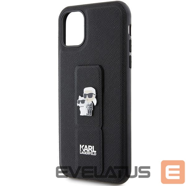 Back panel cover Karl Lagerfeld Karl Lagerfeld Gripstand Saffiano Karl&Choupette Pins case for iPhone 11 / Xr - black