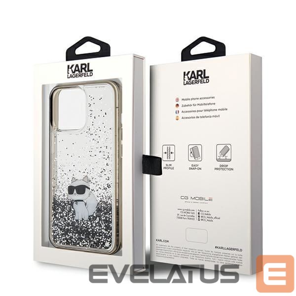 Back panel cover Karl Lagerfeld Karl Lagerfeld Liquid Glitter Choupette case for iPhone 13 Pro Max - transparent