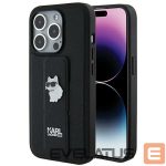 Back panel cover Karl Lagerfeld  Karl Lagerfeld Gripstand Saffiano Choupette Pins case for iPhone 14 Pro - black 