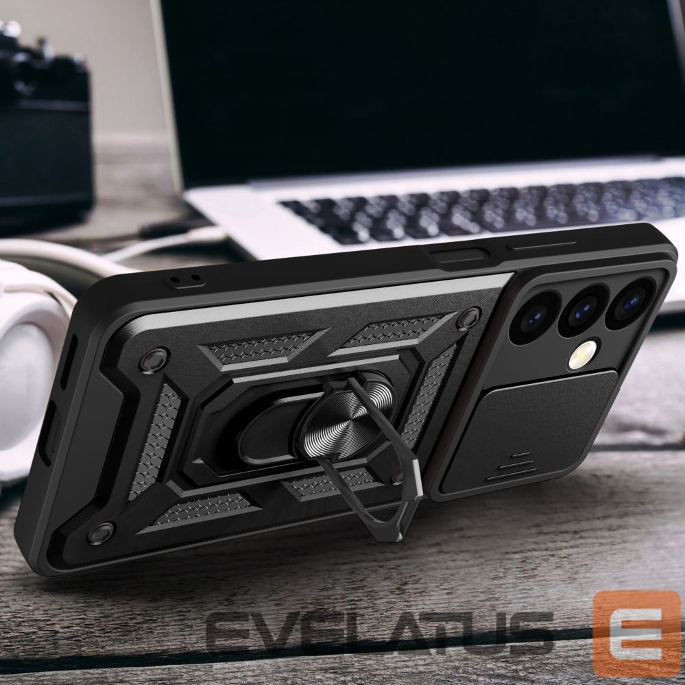 Other Phone Accessory Hurtel Hybrid Armor Camshield armored case for Samsung Galaxy S24 with camera cover - black