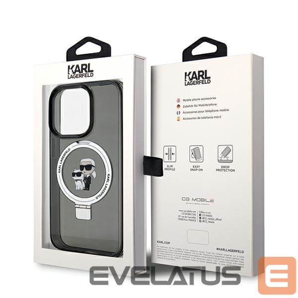 Back panel cover Karl Lagerfeld Karl Lagerfeld Ring Stand Karl&Choupette MagSafe case for iPhone 13 Pro Max - black