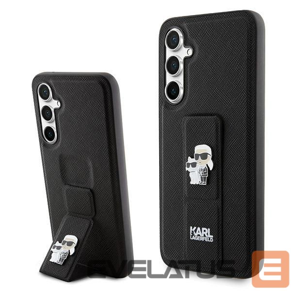 Back panel cover Karl Lagerfeld Karl Lagerfeld Gripstand Saffiano Karl&Choupette Pins case for Samsung Galaxy S23 FE - black
