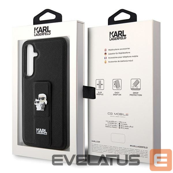 Back panel cover Karl Lagerfeld Karl Lagerfeld Gripstand Saffiano Karl&Choupette Pins case for Samsung Galaxy S23 FE - black