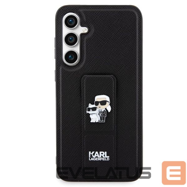 Back panel cover Karl Lagerfeld Karl Lagerfeld Gripstand Saffiano Karl&Choupette Pins case for Samsung Galaxy S23 FE - black