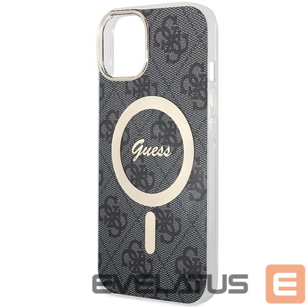 Back panel cover Guess Guess 4G MagSafe case for iPhone 15 Plus / 14 Plus - black