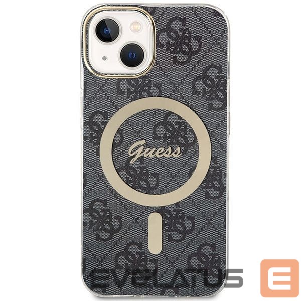 Back panel cover Guess Guess 4G MagSafe case for iPhone 15 Plus / 14 Plus - black