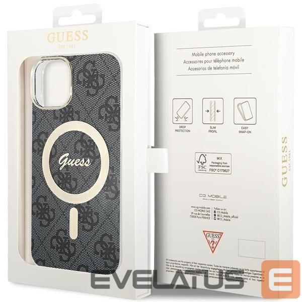 Back panel cover Guess Guess 4G MagSafe case for iPhone 15 Plus / 14 Plus - black