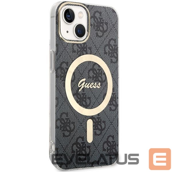 Back panel cover Guess Guess 4G MagSafe case for iPhone 15 Plus / 14 Plus - black