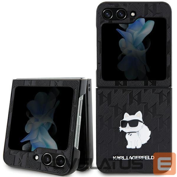 Back panel cover Karl Lagerfeld Karl Lagerfeld Saffiano Monogram Choupette Pin case for Samsung Galaxy Z Flip 5 - black