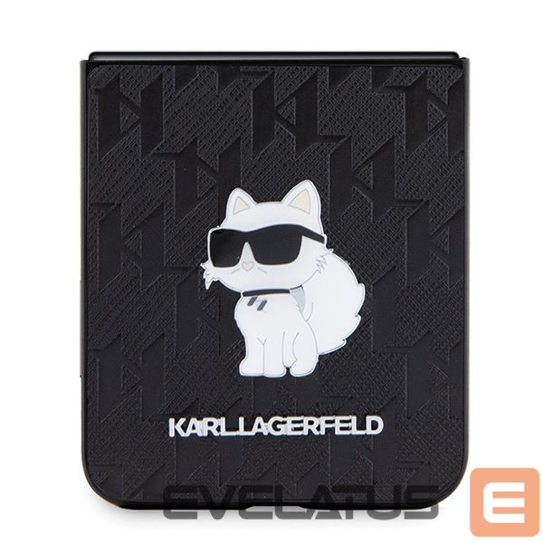 Back panel cover Karl Lagerfeld Karl Lagerfeld Saffiano Monogram Choupette Pin case for Samsung Galaxy Z Flip 5 - black