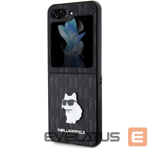Back panel cover Karl Lagerfeld Karl Lagerfeld Saffiano Monogram Choupette Pin case for Samsung Galaxy Z Flip 5 - black