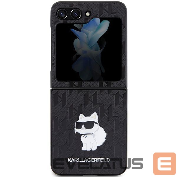 Back panel cover Karl Lagerfeld Karl Lagerfeld Saffiano Monogram Choupette Pin case for Samsung Galaxy Z Flip 5 - black