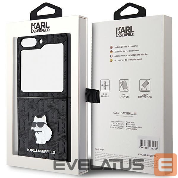 Back panel cover Karl Lagerfeld Karl Lagerfeld Saffiano Monogram Choupette Pin case for Samsung Galaxy Z Flip 5 - black