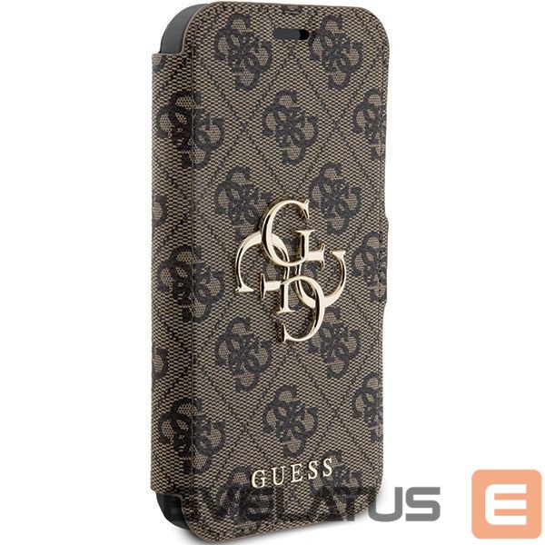 Back panel cover Guess Guess 4G Metal Logo case for iPhone 15 Pro - brown