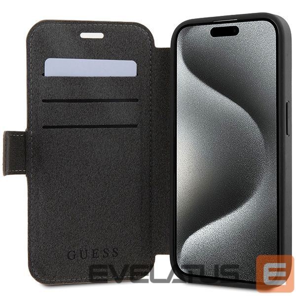 Back panel cover Guess Guess 4G Metal Logo case for iPhone 15 Pro - brown