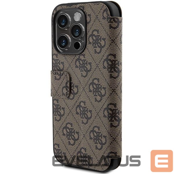 Back panel cover Guess Guess 4G Metal Logo case for iPhone 15 Pro - brown