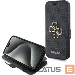 Back panel cover Guess  Guess 4G Metal Logo case for iPhone 15 Pro - gray 