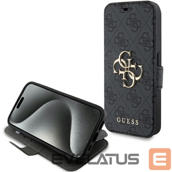 Back panel cover Guess Guess 4G Metal Logo case for iPhone 15 Pro - gray