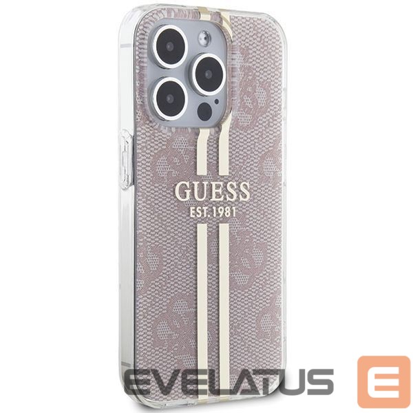 Back panel cover Guess Guess IML 4G Gold Stripe case for iPhone 14 Pro Max - pink