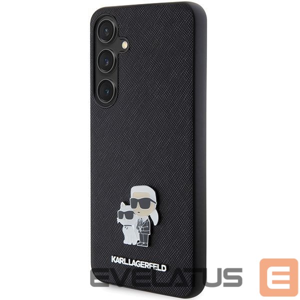 Back panel cover Karl Lagerfeld Karl Lagerfeld KLHCS24SPSAKCMPK S24 S921 hardcase black/black Saffiano Karl & Choupette Metal Pin