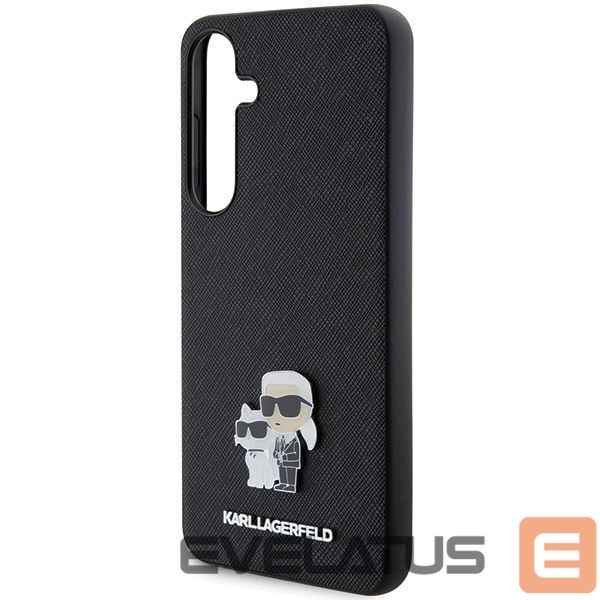 Back panel cover Karl Lagerfeld Karl Lagerfeld KLHCS24SPSAKCMPK S24 S921 hardcase black/black Saffiano Karl & Choupette Metal Pin