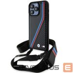 Back panel cover BMW  BMW M Edition Carbon Tricolor Lines & Strap case for iPhone 15 Pro - black 