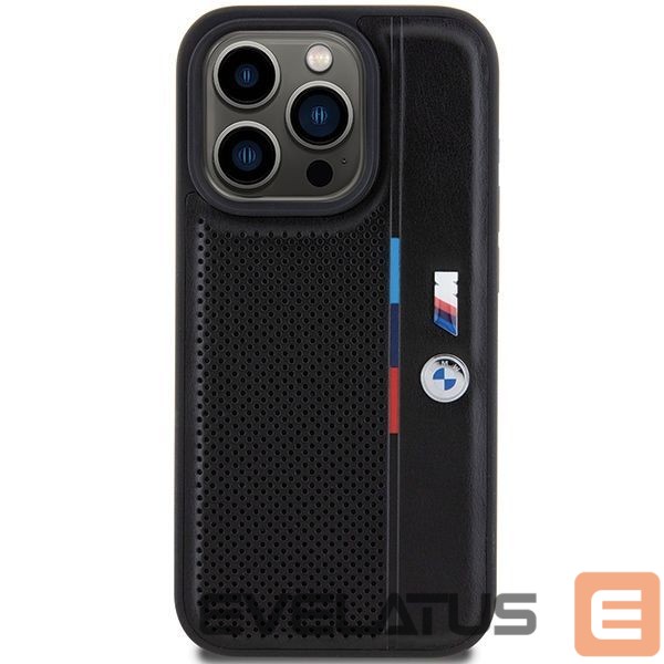 Back panel cover BMW BMW Perforated Tricolor Line case for iPhone 15 Pro - black