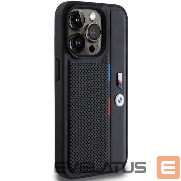 Back panel cover BMW BMW Perforated Tricolor Line case for iPhone 15 Pro - black