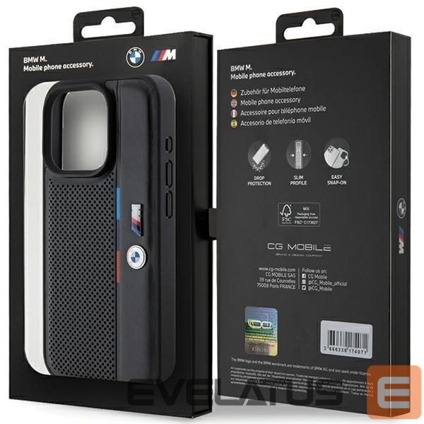 Back panel cover BMW BMW Perforated Tricolor Line case for iPhone 15 Pro - black