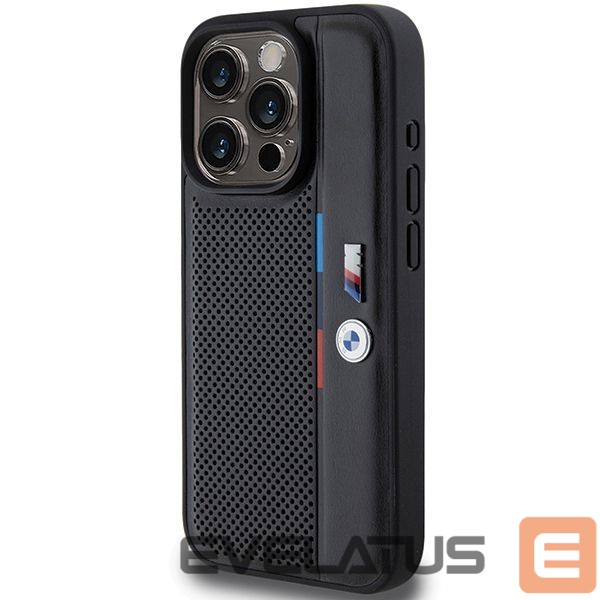 Back panel cover BMW BMW Perforated Tricolor Line case for iPhone 15 Pro - black