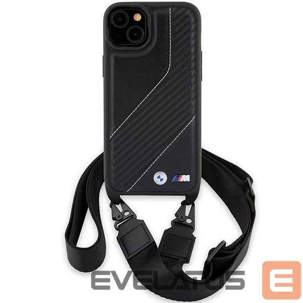 Back panel cover BMW BMW M Edition Carbon Stripe & Strap case for iPhone 15 Plus / 14 Plus - black